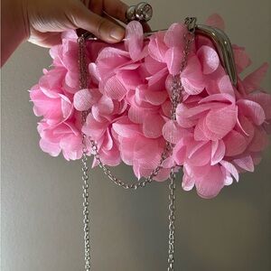Pink Floral Petal Clutch Evening Bag